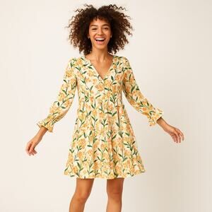 Pomander Place Dress Women XS Floral Long Sleeve Tiered Boho Cottagecore Indie